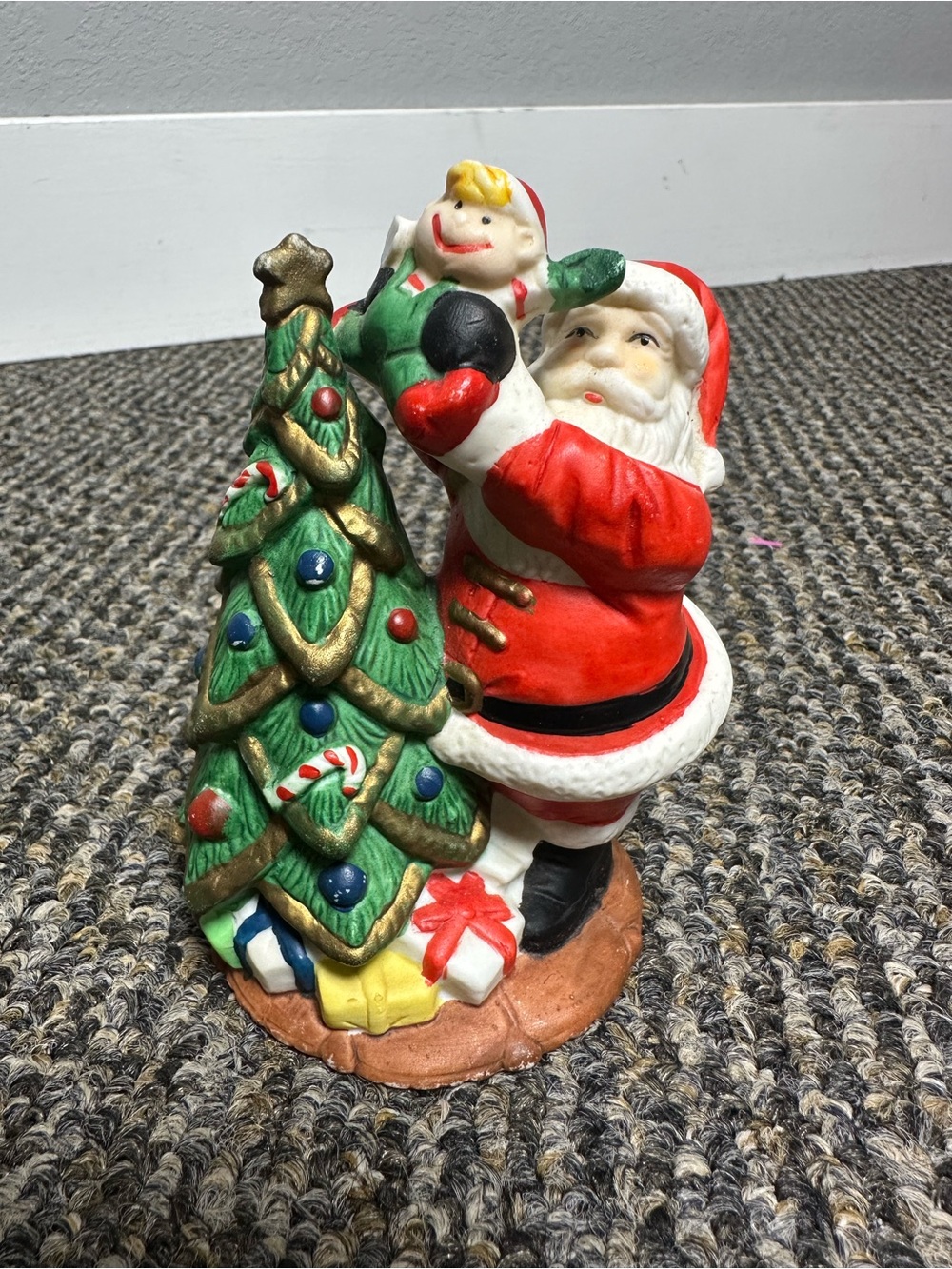 Santa and Christmas Tree Figurine Holiday Décor - Red & Green
